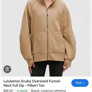Lululemon Tan Full Zip Hoodie